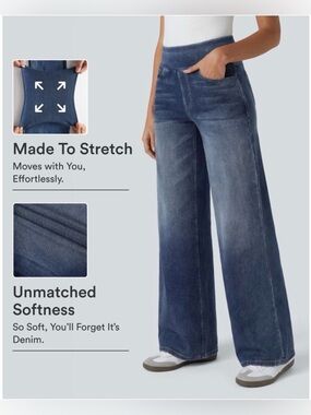 Halara Wide Leg Dark Wash Jeans